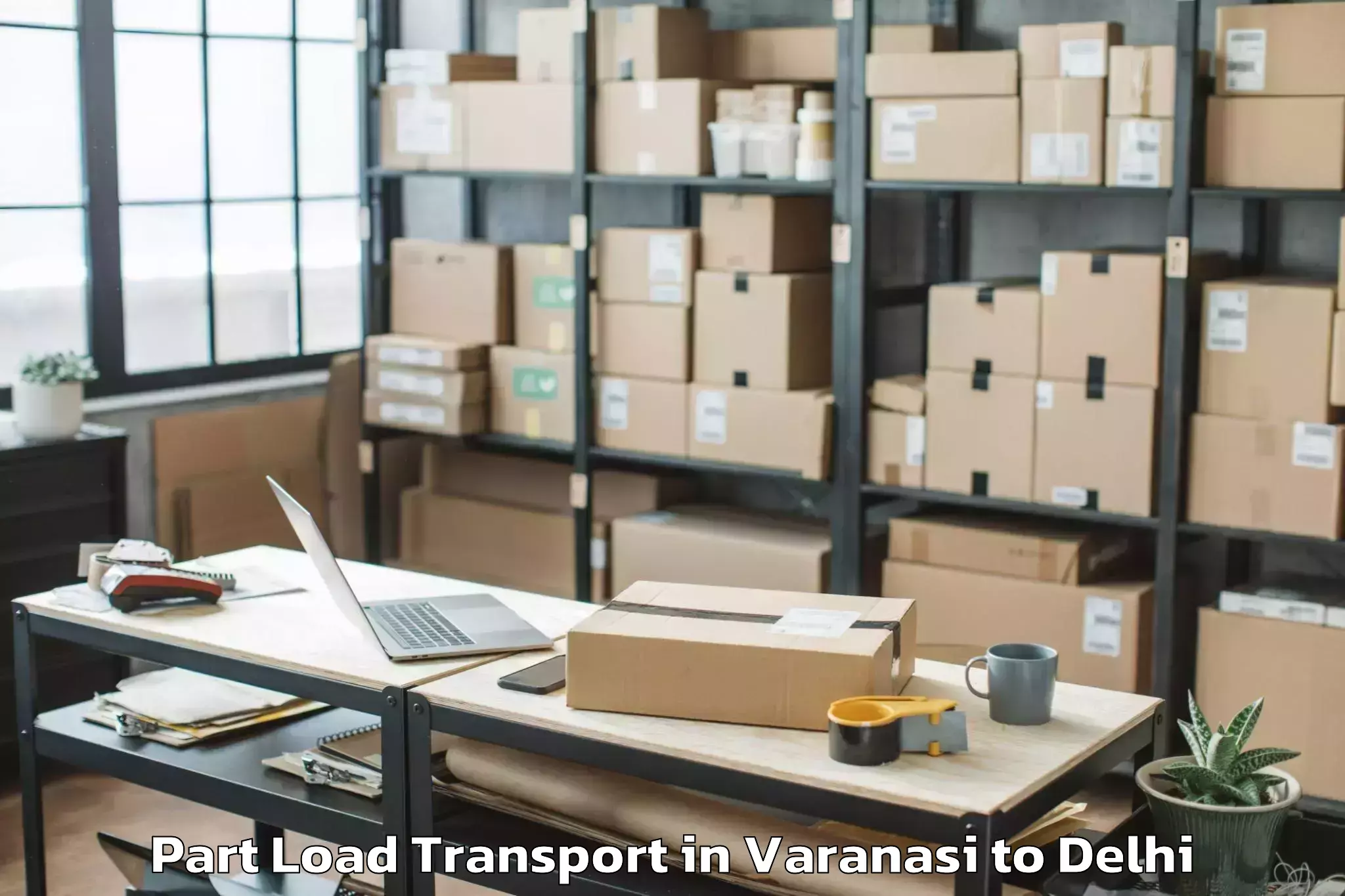 Book Varanasi to Dlf Promenade Mall Part Load Transport Online